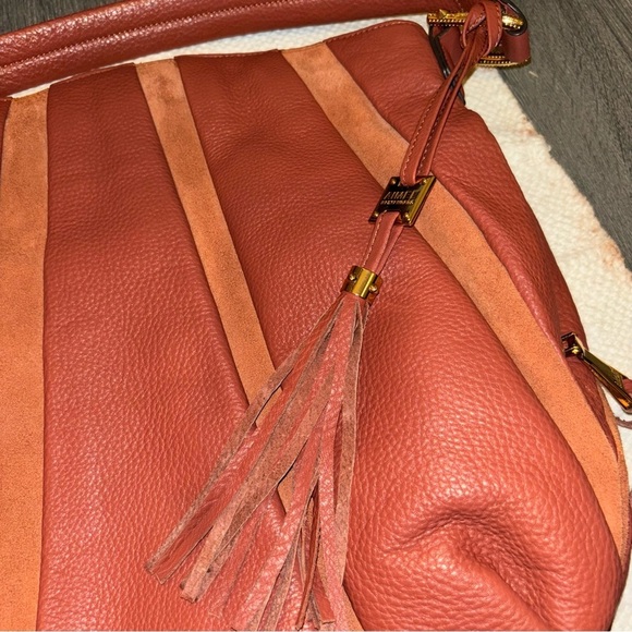 Aimee Kestenberg Tuscany Pebbled Leather & Suede Purse Hobo Bag Terracotta - Picture 12 of 12